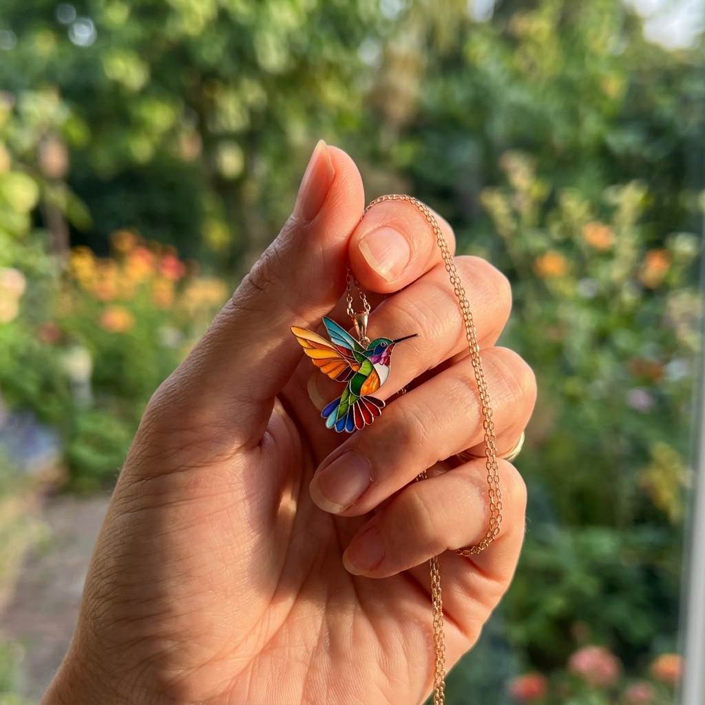 Aura | Collier avec colibri coloré