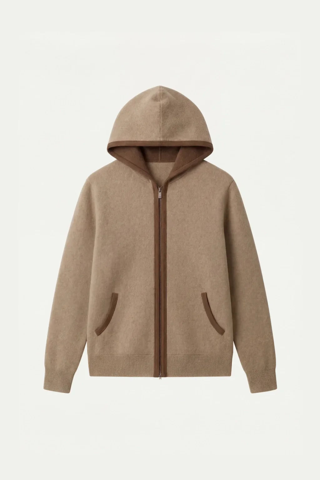 Sweat à capuche Santoni en maille extrafine crème