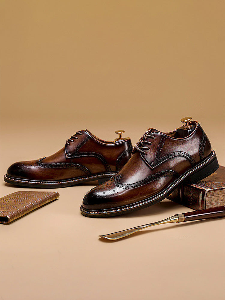 Chaussures Brogue Wingtip en Cuir