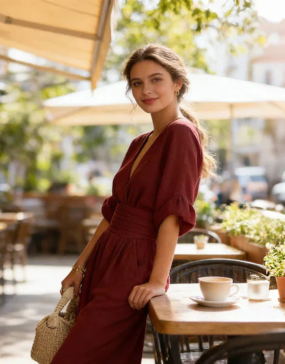 Combinaison fluide à décolleté en V