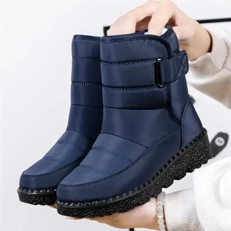 Waterproof Boots For Women | Quilted Ankle Buckle Chunky Sole