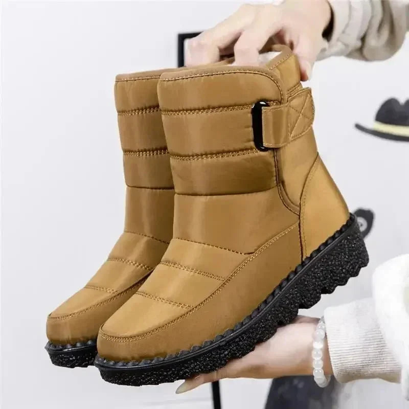 Waterproof Boots For Women | Quilted Ankle Buckle Chunky Sole