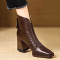 Velma - Bottines en cuir à talon moyen